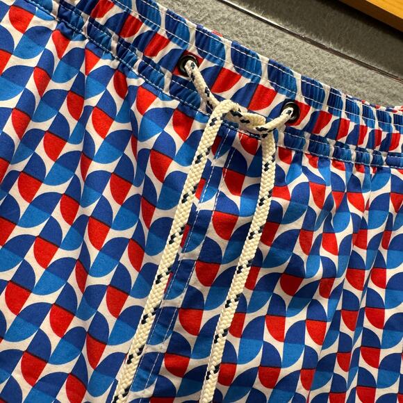 Psycho Bunny Swim Trunks Mens XXL Blue Red Mesh Lined Beach Coastal + Pockets - Picture 5 of 12